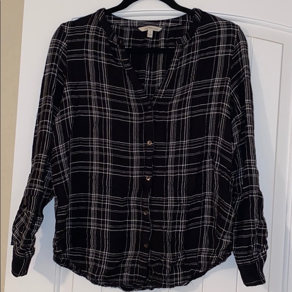 Calvin Klein Jeans Tops - Calvin Klein Jeans black & white plaid button down